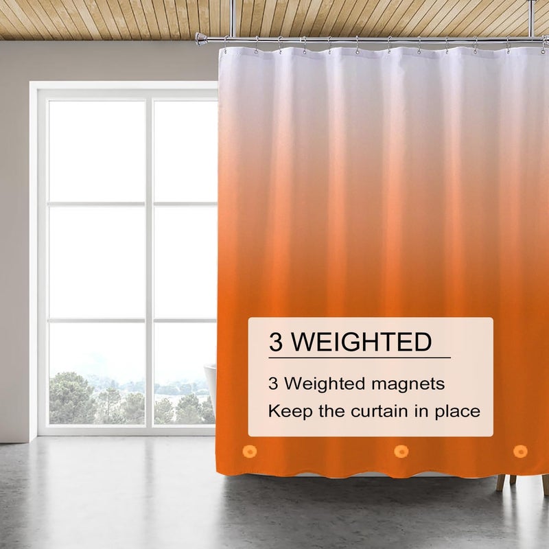 TIKABC Shower Curtain Liner, 4G PEVA Shower Liner, Plastic Waterproof Shower Curtains, with Grommet Holes and 3 Magnetic Weights(Gradient Orange) - Image 4